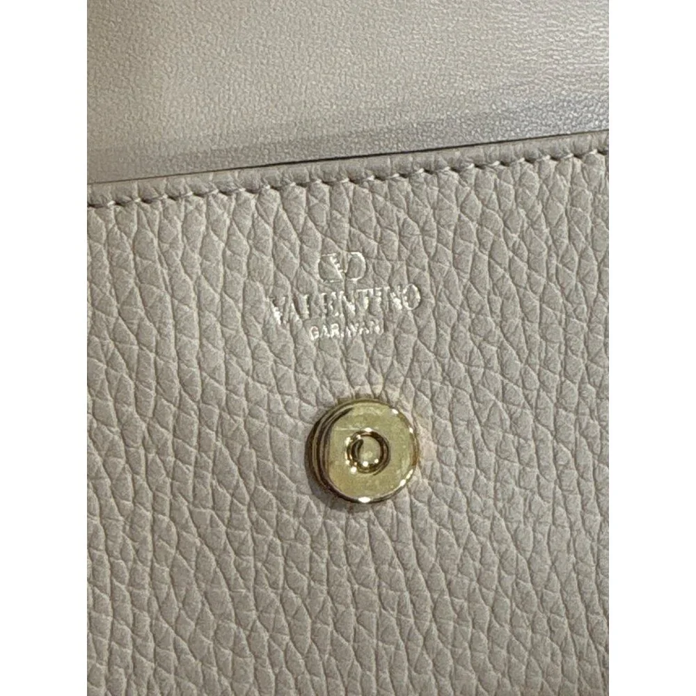 Valentino Garavani V Logo Card Case in Cappuccino Womens Leather Wallet